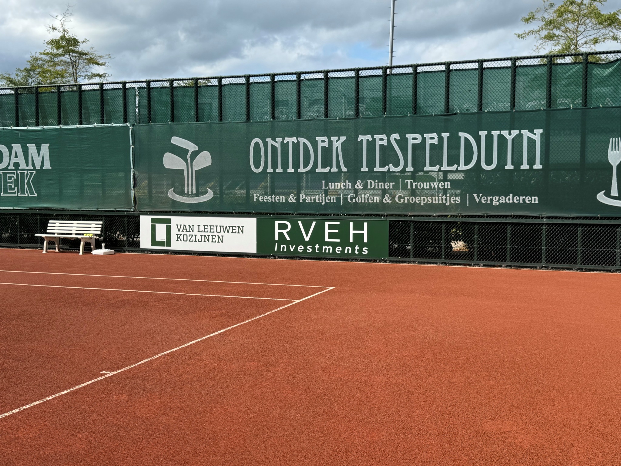 RVEH Investments sponsor board at the local tennis club De Boekhorst in Noordwijkerhout